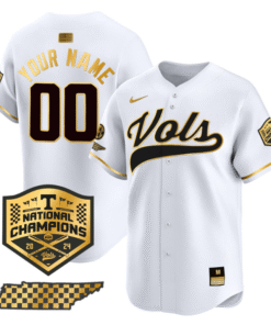 Custom Tennessee Volunteers Jersey 2024 Champions Premier Stitched White Gold