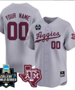 Custom Texas AM College Baseball World Series Gray Jersey – All Stitched