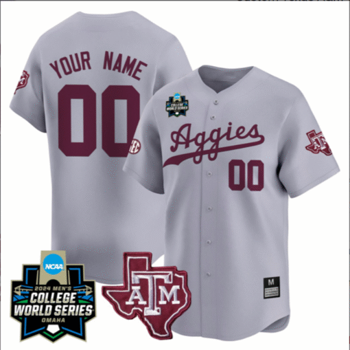 Custom Texas A&M Jersey College World Series Stitched Baseball - Image 5