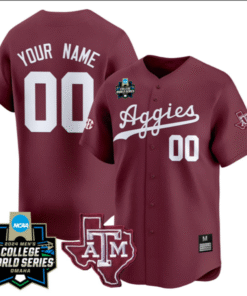 Custom Texas AM College Baseball World Series Maroon Jersey – All Stitched