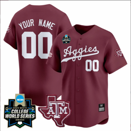 Custom Texas A&M Jersey College World Series Stitched Baseball - Image 4