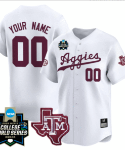 Custom Texas AM College Baseball World Series White Jersey – All Stitched