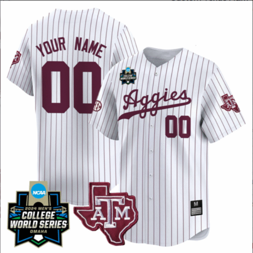 Custom Texas A&M Jersey College World Series Stitched Baseball - Image 2