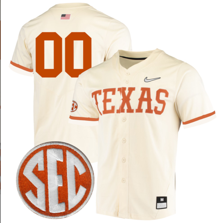 Custom Texas Longhorns Jersey Full Button SEC Patch Stitched Baseball 14 Custom Texas Longhorns Jersey Full Button SEC Patch Stitched Baseball