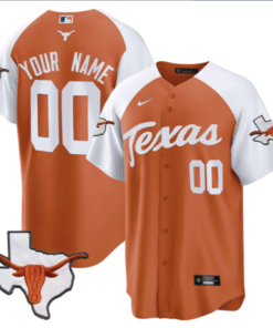 Custom Texas Longhorns Baseball Orange Inverted Jersey Stitched