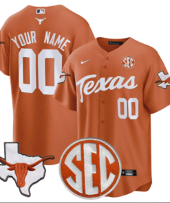 Custom Texas Longhorns Baseball Orange Jersey All Stitched SEC Patch
