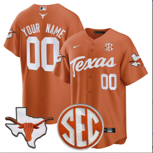 Custom Texas Longhorns Jersey SEC Patch Stitched Baseball - Image 4