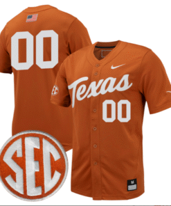 Custom Texas Longhorns Baseball Texas Orange Full Button Jersey SEC Patch