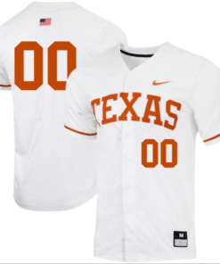 Custom Texas Longhorns Baseball White Full Button Jersey Stitched