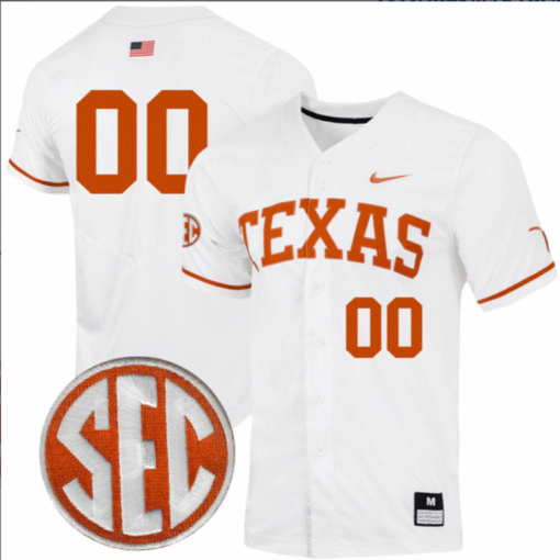 Custom Texas Longhorns Jersey Full Button SEC Patch Stitched Baseball - Image 3