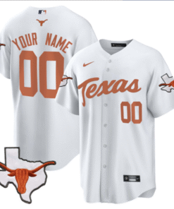 Custom Texas Longhorns Baseball White Jersey All Stitched