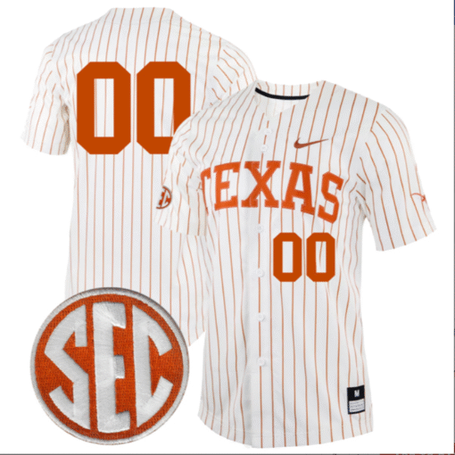 Custom Texas Longhorns Jersey Full Button SEC Patch Stitched Baseball - Image 2
