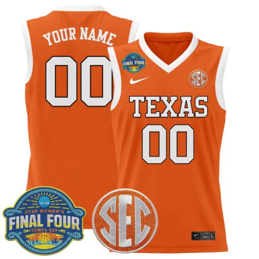 Custom Texas Longhorns Jersey 2025 Sec Final Four Patch Basketball Stitched - Image 4
