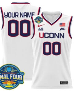 Custom UConn Huskies Jersey 2025 Big Eat Final Four Patch Stitched White