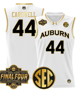 Alternative view of Dylan Cardwell Jersey #44 Auburn Tigers 2025 Final Four Patch Stitched Basketball