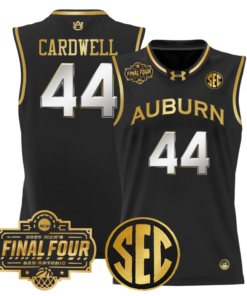 Dylan Cardwell Jersey #44 Auburn Tigers 2025 Final Four Patch Stitched Basketball