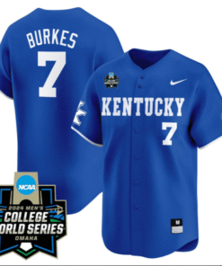 Devin Burkes Kentucky Wildcats College Baseball World Series Jersey – Blue