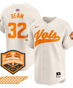 Drew Beam Jersey #32 Tennessee Vols 2024 Champions Stitched Baseball 12 Drew Beam Jersey 32 Tennessee Vols 2024 Champions Stitched Cream