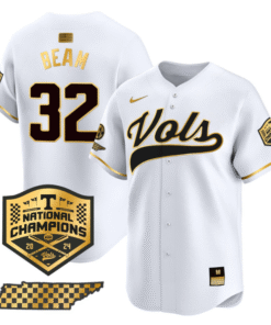Drew Beam Jersey #32 Tennessee Vols 2024 Champions Stitched Baseball 9 Drew Beam Jersey 32 Tennessee Vols 2024 Champions Stitched White Gold