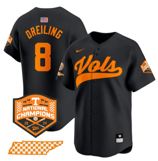 Dylan Dreiling Jersey #8 Tennessee Vols 2024 Champions Stitched Baseball - Image 7
