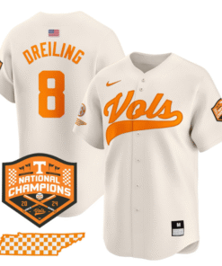 Dylan Dreiling Jersey 8 Tennessee Vols 2024 Champions Stitched Cream