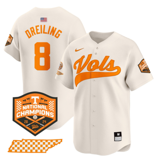 Dylan Dreiling Jersey #8 Tennessee Vols 2024 Champions Stitched Baseball - Image 6