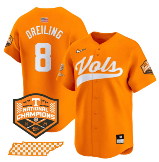 Dylan Dreiling Jersey #8 Tennessee Vols 2024 Champions Stitched Baseball - Image 5