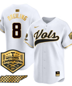 Dylan Dreiling Jersey 8 Tennessee Vols 2024 Champions Stitched White Gold