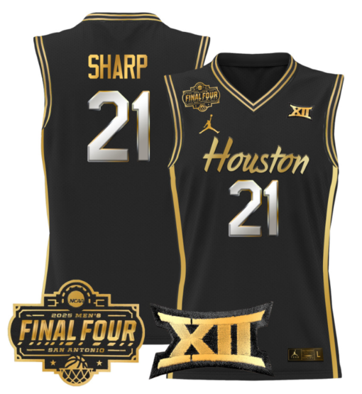 Emanuel Sharp Jersey #21 Houston Cougars 2025 Final Four Patch Basketball Stitched