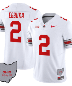 Alternative view of Emeka Egbuka Jersey #22 Ohio State Rose Bowl Patch Stitched Football