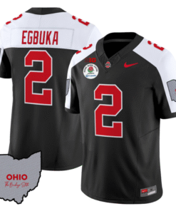 Emeka Egbuka Jersey #22 Ohio State Rose Bowl Patch Stitched Football