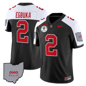 Emeka Egbuka Jersey #22 Ohio State Rose Bowl Patch Stitched Football