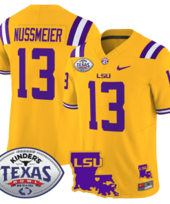 Alternative view of Garrett Nussmeier Jersey #13 LSU Tigers 2024 Texas Bowl Stitched Football