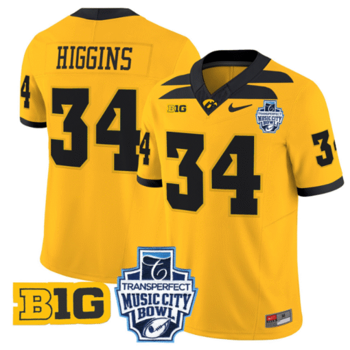Jay Higgins Jersey #34 Iowa Hawkeyes 2024 Music City Bowl Patch All Stitched Footbal - Image 3
