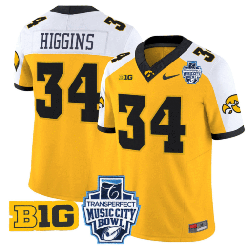 Jay Higgins Jersey #34 Iowa Hawkeyes 2024 Music City Bowl Patch All Stitched Footbal - Image 4