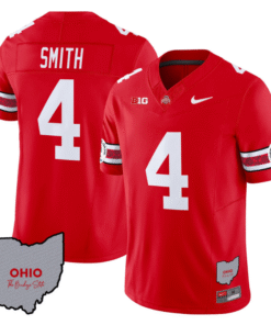 Alternative view of Jeremiah Smith Jersey #4 Ohio State Rose Bowl Patch V3 Stitched Football