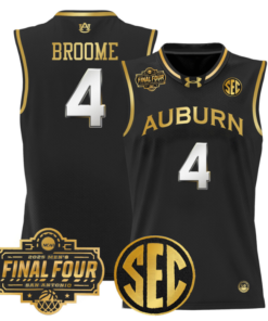 Johni Broome Jersey #4 Auburn Tigers 2025 Final Four Patch Stitched Basketball