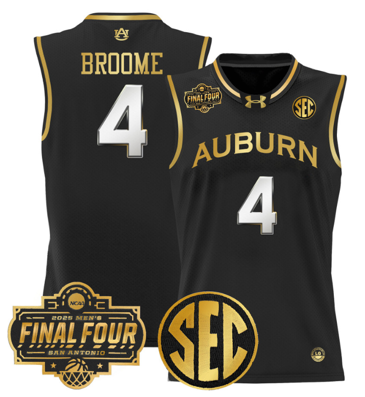 Johni Broome Jersey #4 Auburn Tigers 2025 Final Four Patch Stitched Basketball 14 Johni Broome Jersey #4 Auburn Tigers 2025 Final Four Patch Stitched Basketball