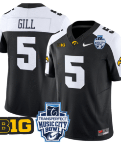 Jacob Gill Jersey #5 Iowa Hawkeyes 2024 Music City Bowl Patch All Stitched Football