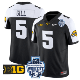 Jacob Gill Jersey #5 Iowa Hawkeyes 2024 Music City Bowl Patch All Stitched Football 14 Jacob Gill Jersey #5 Iowa Hawkeyes 2024 Music City Bowl Patch All Stitched Football