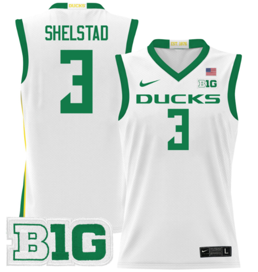 Jackson Shelstad Jersey #3 Oregon Ducks 2024 Lightweight Basketball All Stitched - Image 3