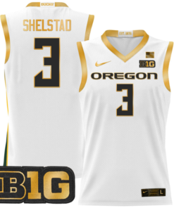 Jackson Shelstad Jersey 3 Oregon Ducks 2024 Lightweight Basketball White Gold
