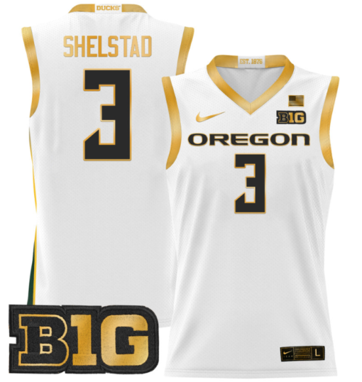 Jackson Shelstad Jersey #3 Oregon Ducks 2024 Lightweight Basketball All Stitched - Image 4