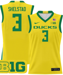 Alternative view of Jackson Shelstad Jersey #3 Oregon Ducks 2024 Lightweight Basketball All Stitched