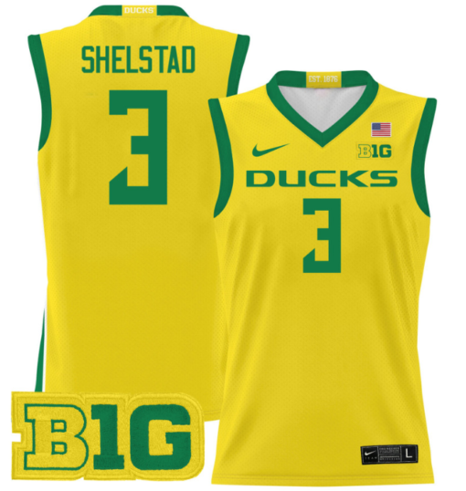 Jackson Shelstad Jersey #3 Oregon Ducks 2024 Lightweight Basketball All Stitched - Image 2