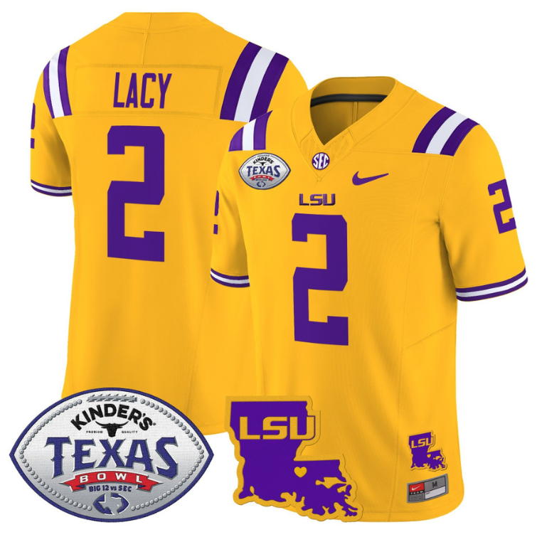 Kyren Lacy Jersey #2 LSU Tigers 2024 Texas Bowl Stitched Football 4 Kyren Lacy Jersey #2 LSU Tigers 2024 Texas Bowl Stitched Football - Image 4