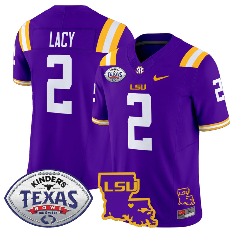 Kyren Lacy Jersey #2 LSU Tigers 2024 Texas Bowl Stitched Football 3 Kyren Lacy Jersey #2 LSU Tigers 2024 Texas Bowl Stitched Football - Image 3