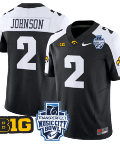 Kaleb Johnson Jersey #2 Iowa Hawkeyes 2024 Music City Bowl Patch All Stitched Football