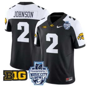 Kaleb Johnson Jersey #2 Iowa Hawkeyes 2024 Music City Bowl Patch All Stitched Football 14 Kaleb Johnson Jersey #2 Iowa Hawkeyes 2024 Music City Bowl Patch All Stitched Football