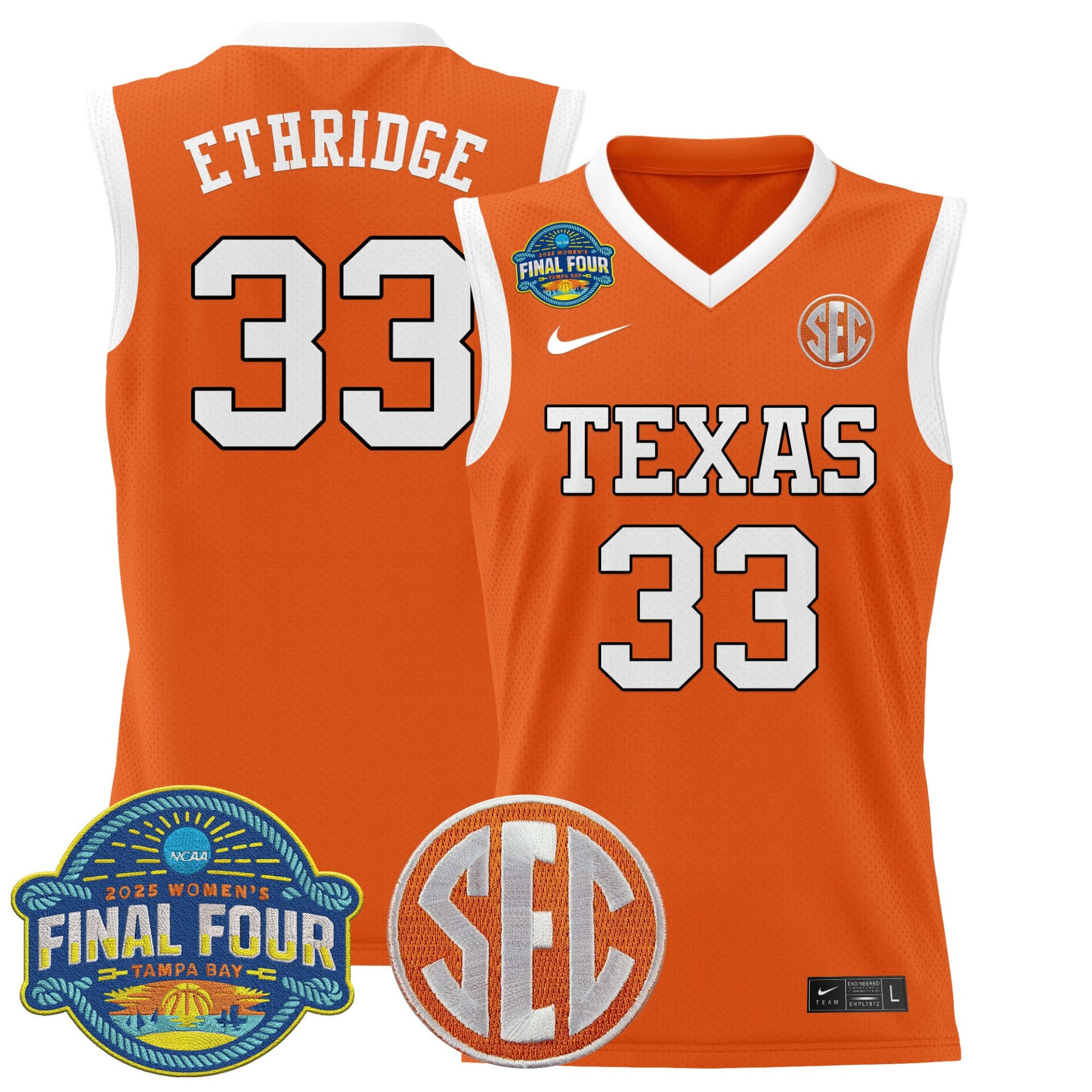Kamie Ethridge Jersey #33 Texas Longhorns 2025 Sec Final Four Patch Basketball Stitched 5 Kamie Ethridge Jersey #33 Texas Longhorns 2025 Sec Final Four Patch Basketball Stitched - Image 5